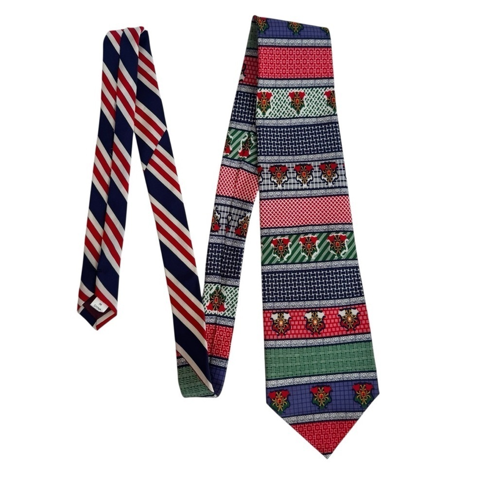 Vintage 100% Silk Multicolour Neck Tie Stripe Academic Business Office Teacher
